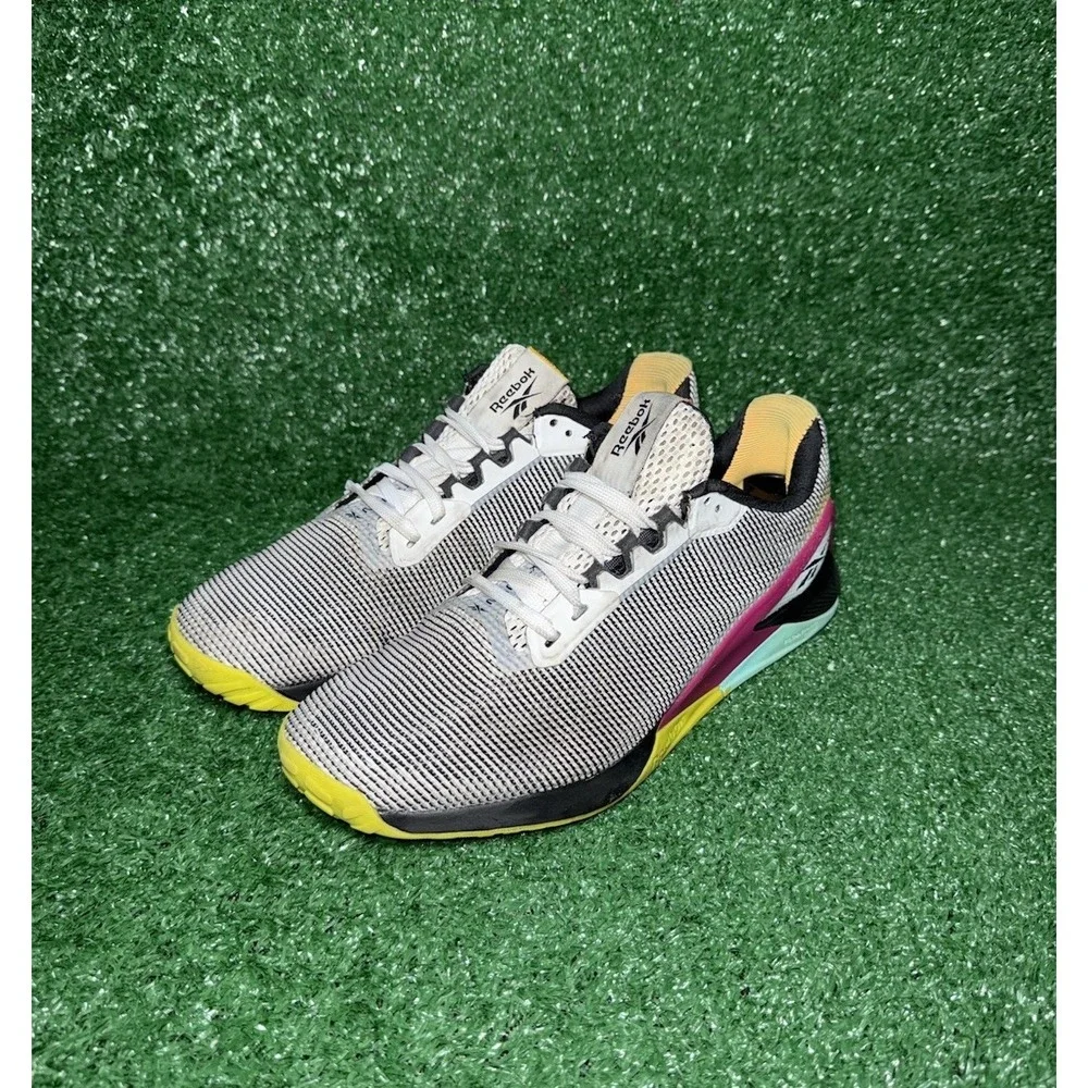 Reebok Nano X Mens 7.5 Womens 9 White Black Pink Running Shoes Comfort Sneakers